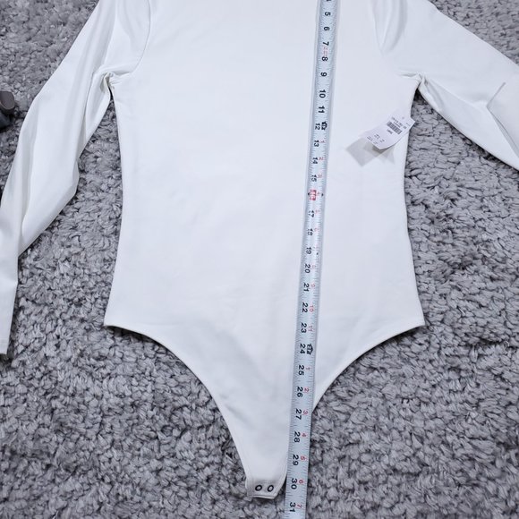 Abercrombie Soft A&F Collection Crew Neck Long Sleeve White Bodysuit Size Large - Picture 7 of 8